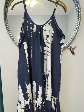 Buenos Ninos Navy and White Tie-Dye Midi Dress